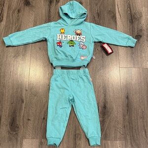🩷Marvel Heroes Kids Jogger Set Top Sweatshirt & BottomTeal Unisex Comfortable